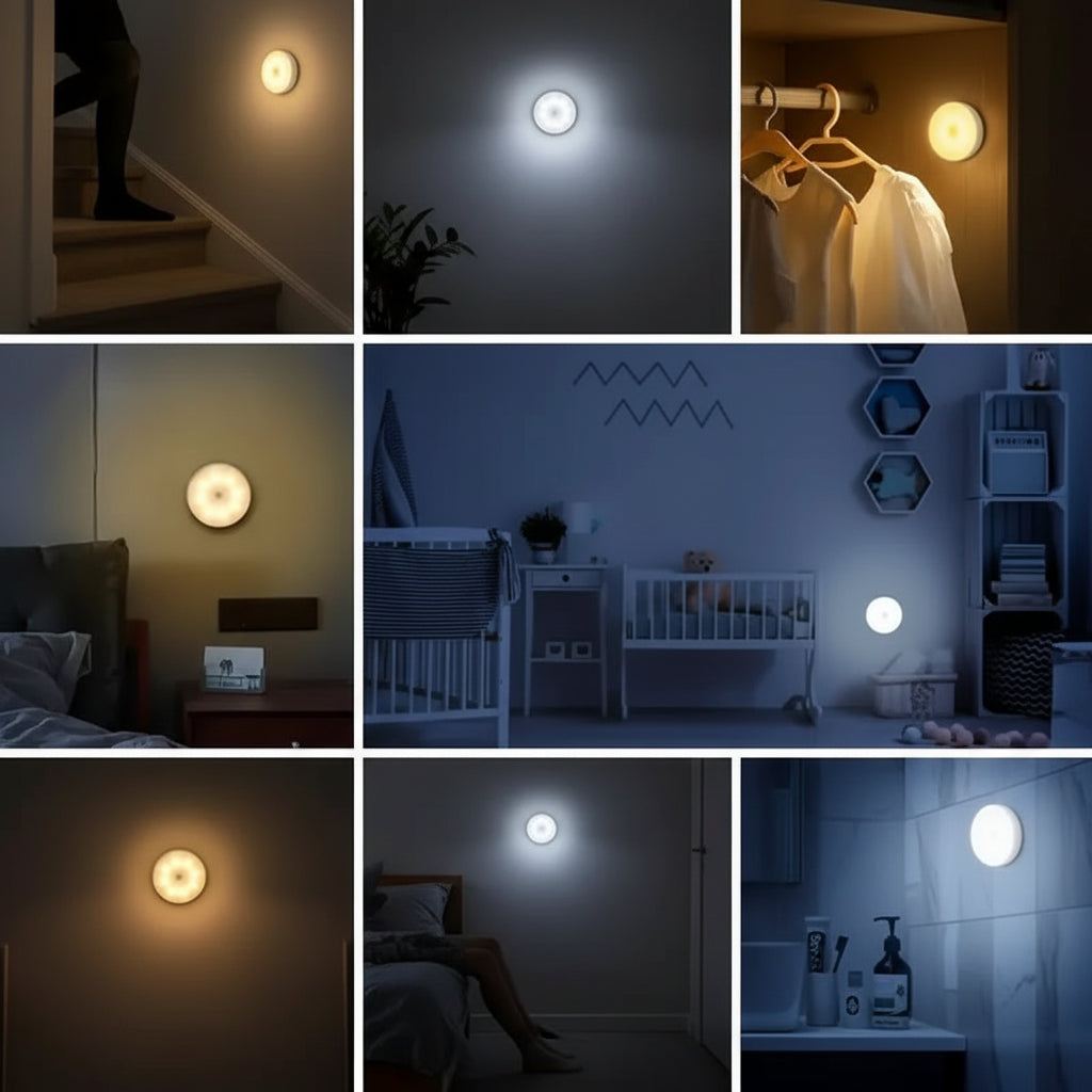 Wireless Motion Sensor Night Light for Bedroom & Hallway shown in use