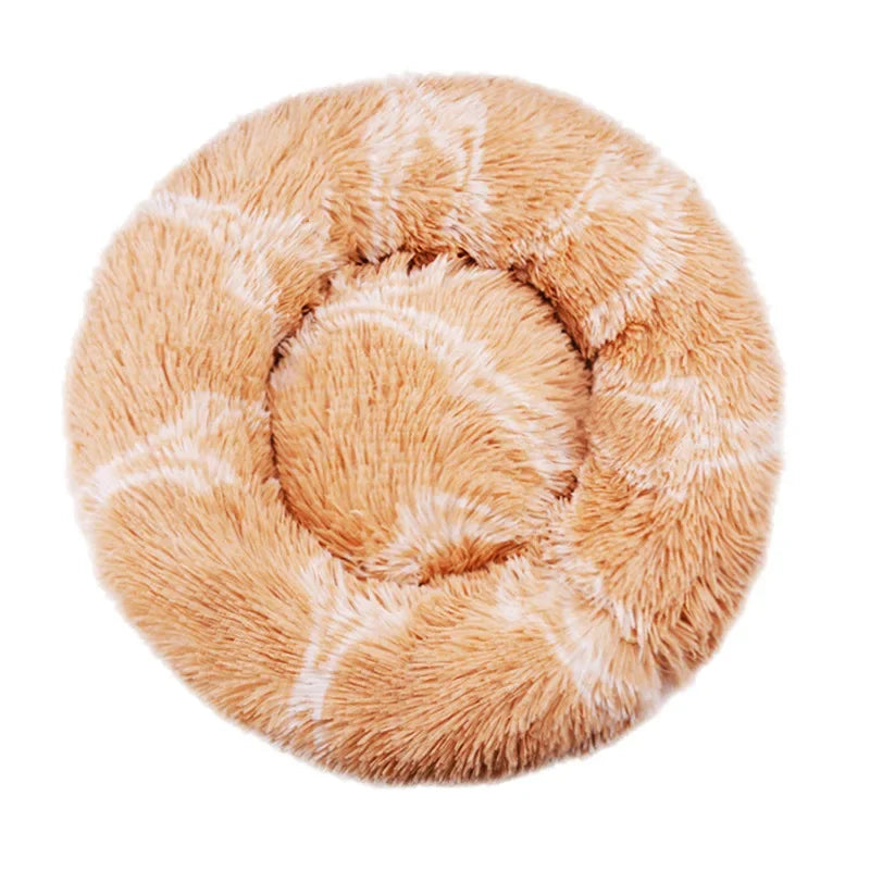 Plush Round Pet Bed – Warm Cozy Bed for Small & Medium Dogs and Cats — color and size options