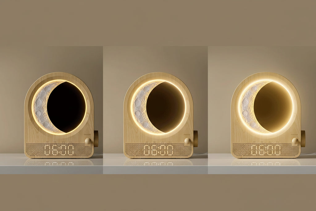 Sunrise Alarm Clock with Moon Lamp — Stepless Dimmable Wake-Up Light with 10 Nature Sounds — lifestyle photo