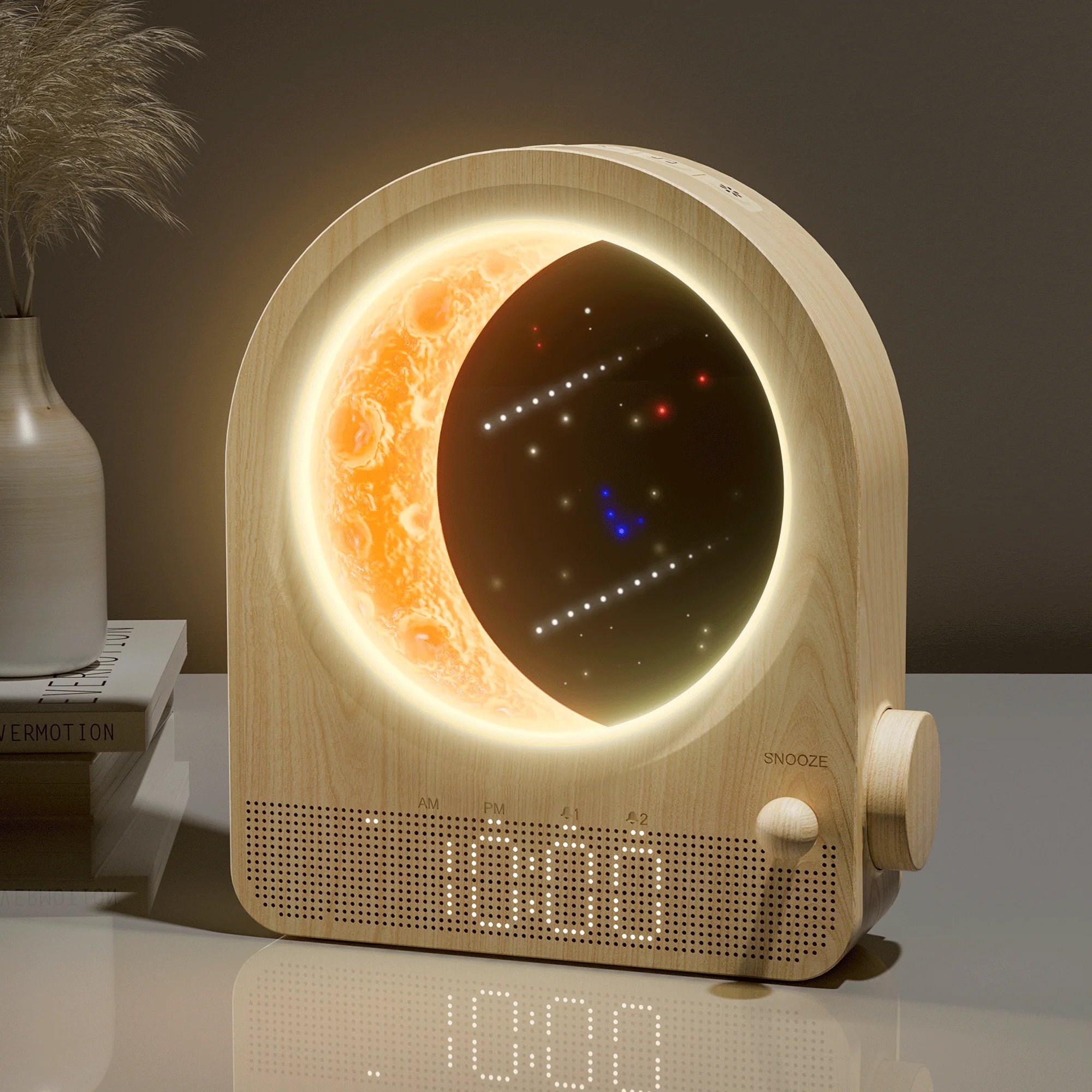 Sunrise Alarm Clock with Moon Lamp — Stepless Dimmable Wake-Up Light with 10 Nature Sounds — product photo