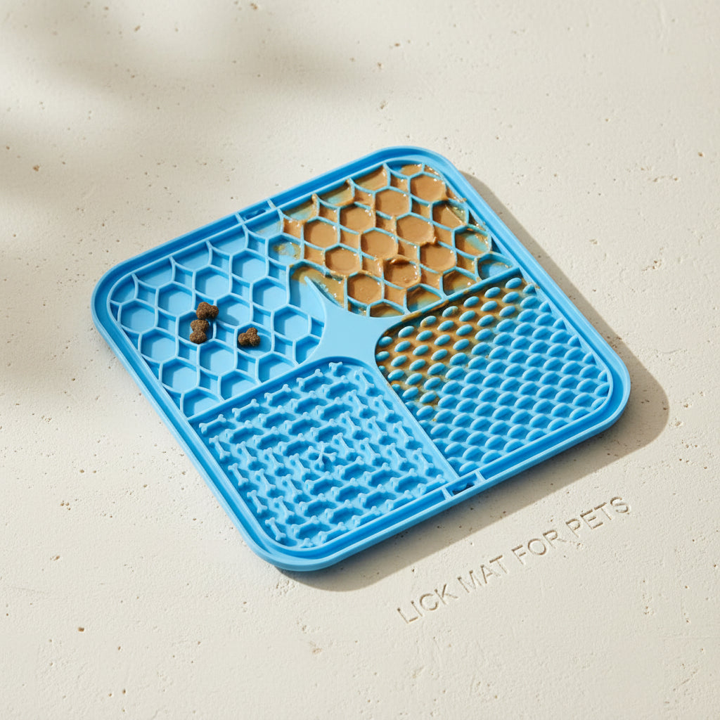 Slow Feeder Lick Mat for Dogs — Silicone Suction Bath Distraction Pad — lifestyle photo
