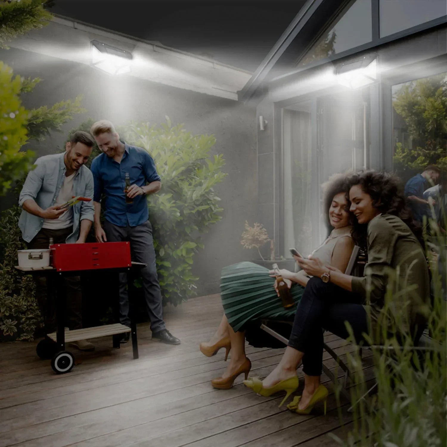 Solar-Powered Outdoor Spotlight with Motion Sensor — detail close-up