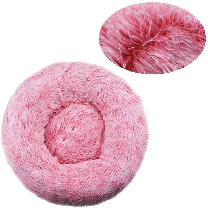 Plush Round Pet Bed – Warm Cozy Bed for Small & Medium Dogs and Cats — color and size options