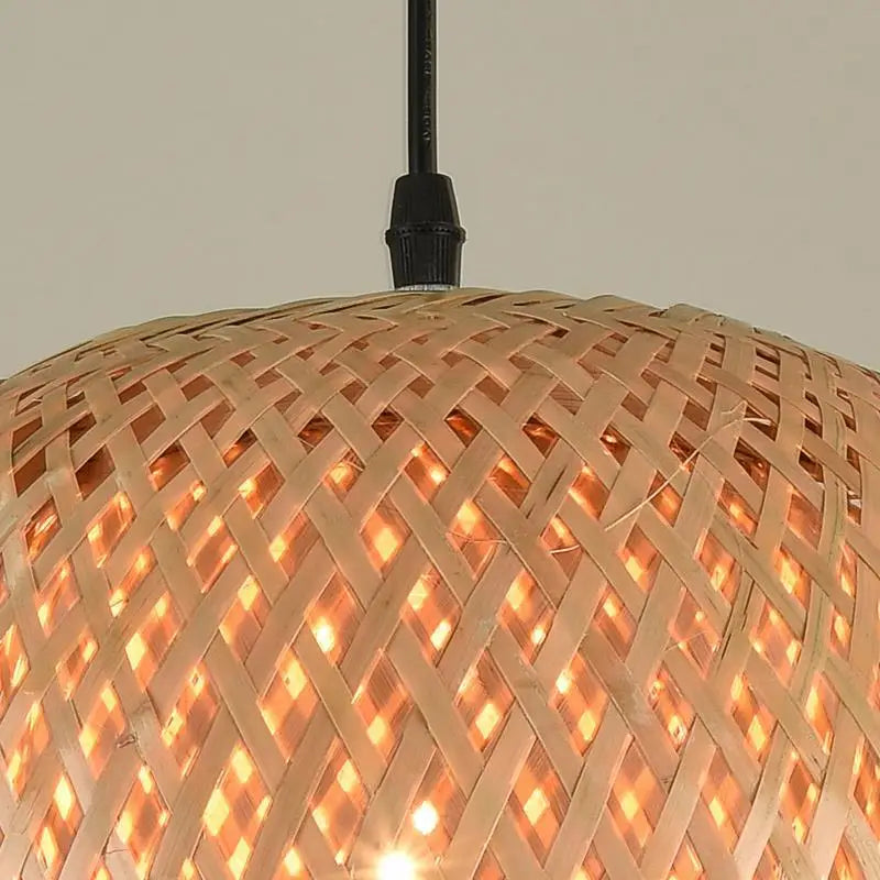 Bamboo Lantern Pendant Lamp — Natural Rattan Wicker Hanging Light with E27 Base — color and size options