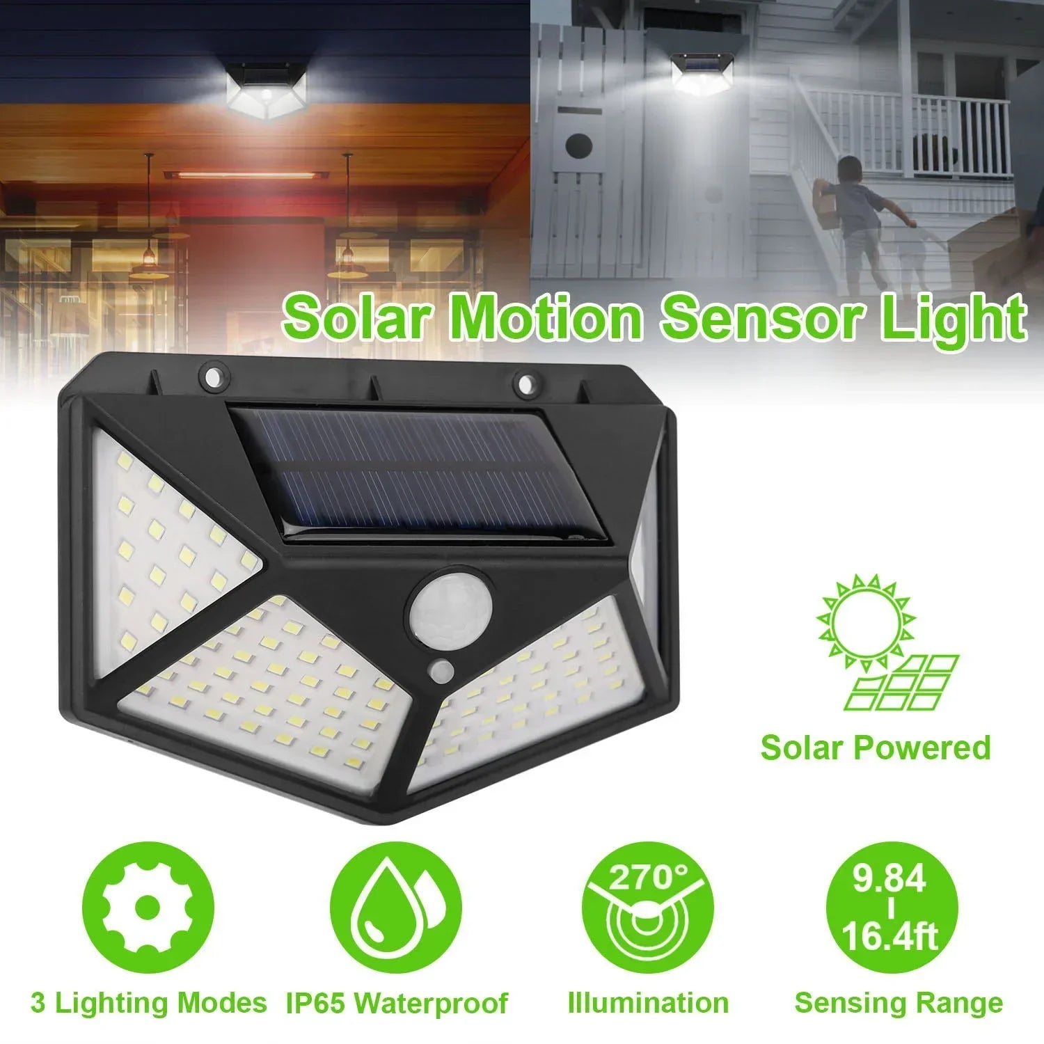 Solar-Powered Outdoor Spotlight with Motion Sensor shown in use