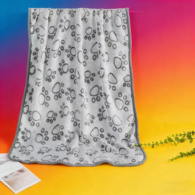 Soft Fleece Pet Blanket — Warm Paw Print Blanket for Dogs & Cats — color and size options