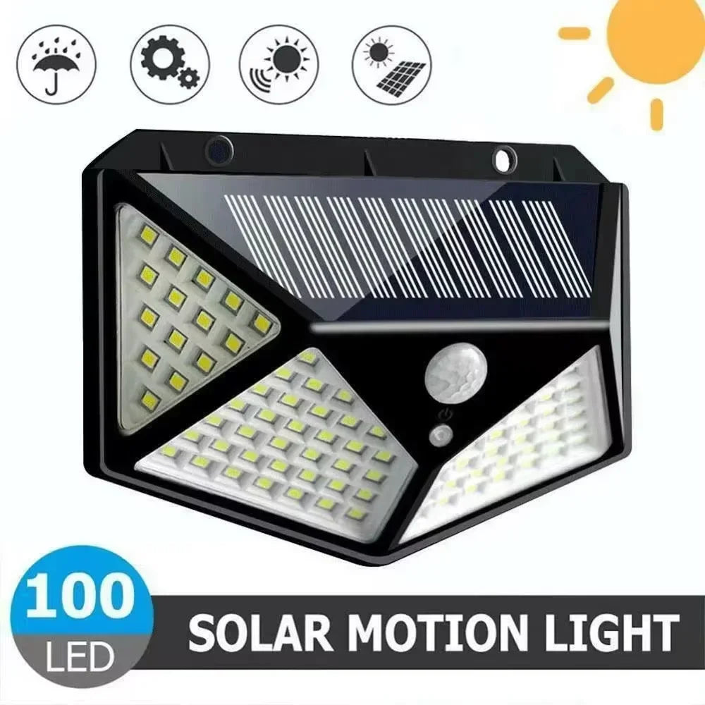 Solar-Powered Outdoor Spotlight with Motion Sensor shown in use