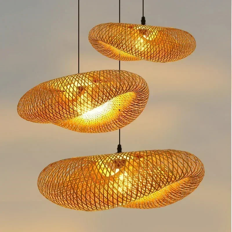 Handwoven Bamboo Pendant Light — Rattan Ceiling Lamp for Bedroom & Living Room — product photo