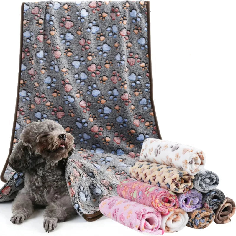 Soft Fleece Pet Blanket — Warm Paw Print Blanket for Dogs & Cats — product photo