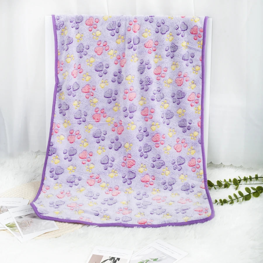 Soft Fleece Pet Blanket — Warm Paw Print Blanket for Dogs & Cats — lifestyle photo