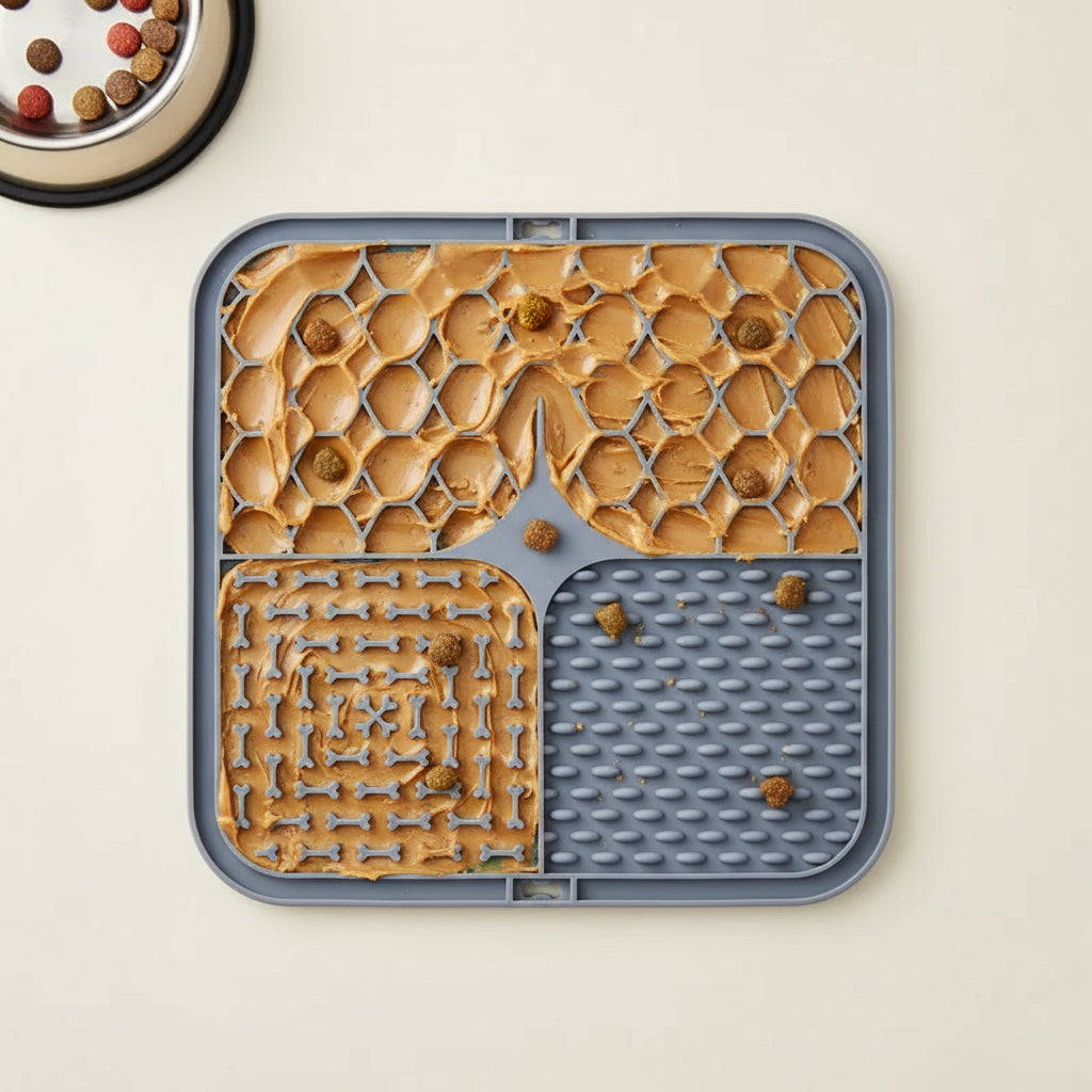 Slow Feeder Lick Mat for Dogs — Silicone Suction Bath Distraction Pad — additional angle