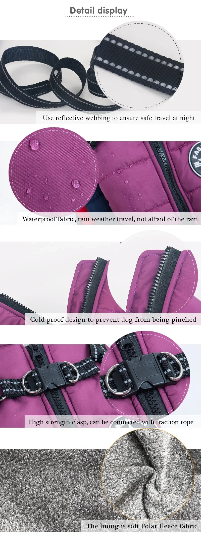 Waterproof Winter Dog Jacket with Harness shown in use