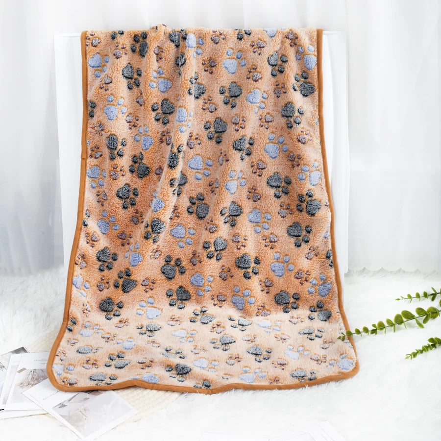 Soft Fleece Pet Blanket — Warm Paw Print Blanket for Dogs & Cats — product photo