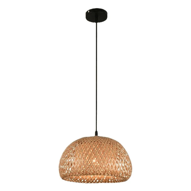 Bamboo Lantern Pendant Lamp — Natural Rattan Wicker Hanging Light with E27 Base — lifestyle photo