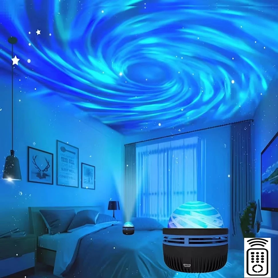 Star & Galaxy Projector with Ocean Wave Effect — 7 Color Patterns — full product view