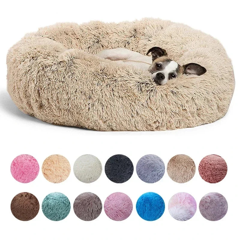 Plush Round Pet Bed – Warm Cozy Bed for Small & Medium Dogs and Cats — detail close-up