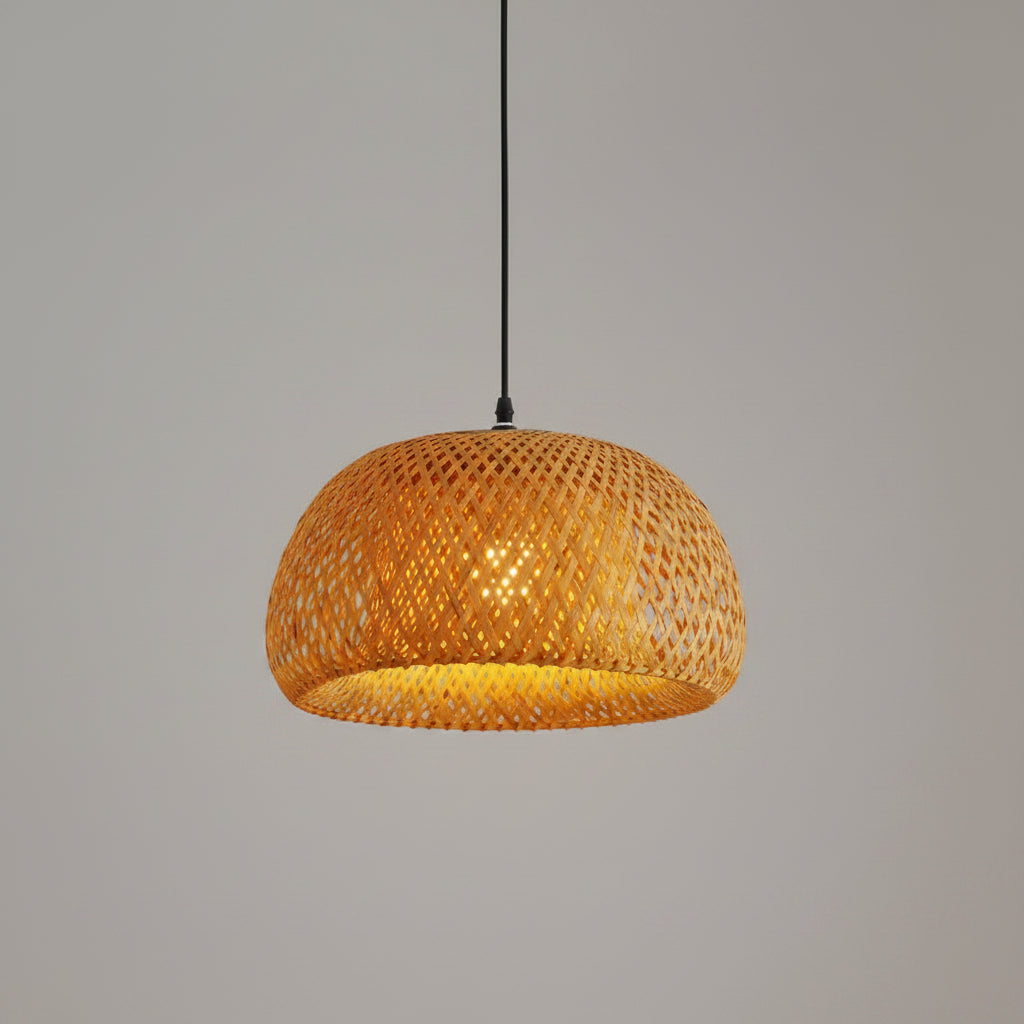 Bamboo Lantern Pendant Lamp — Natural Rattan Wicker Hanging Light with E27 Base — packaging