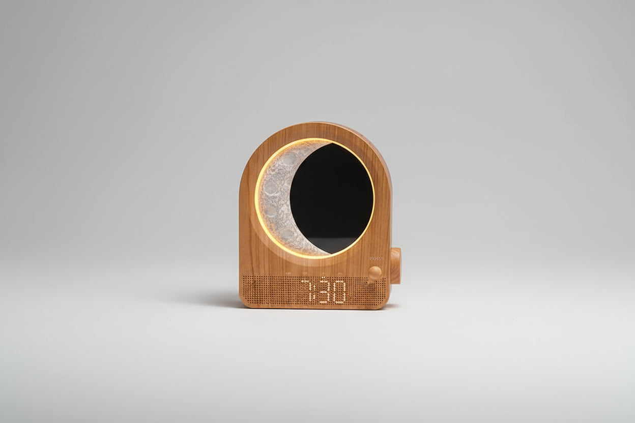 Sunrise Alarm Clock with Moon Lamp — Stepless Dimmable Wake-Up Light with 10 Nature Sounds — full product view