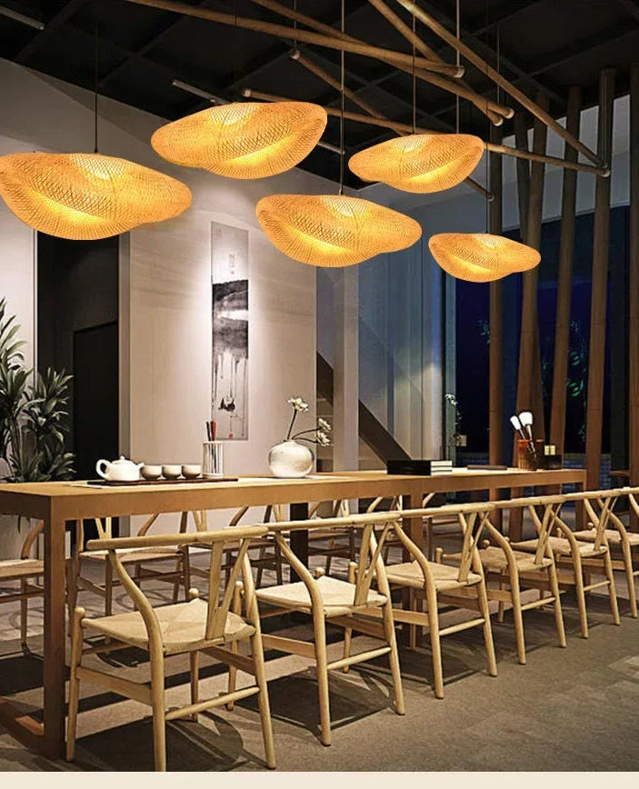 Handwoven Bamboo Pendant Light — Rattan Ceiling Lamp for Bedroom & Living Room — packaging