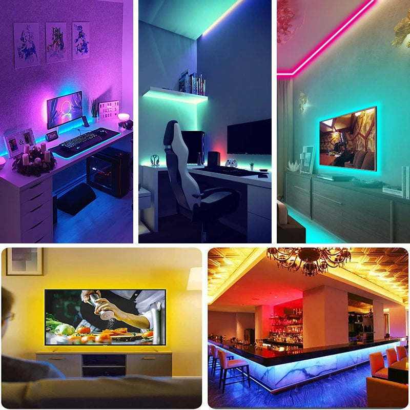 RGB LED Strip Lights with 44-Key Remote – Color Changing Accent Lighting for Kitchen, Bedroom & Home — packaging
