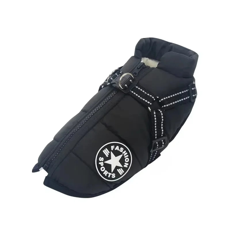 Waterproof Winter Dog Jacket with Harness — color and size options