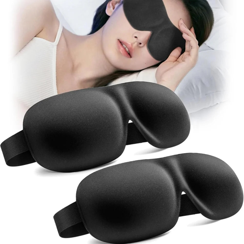 3D Memory Foam Sleep Mask — Light-Blocking Travel Eye Cover shown in use