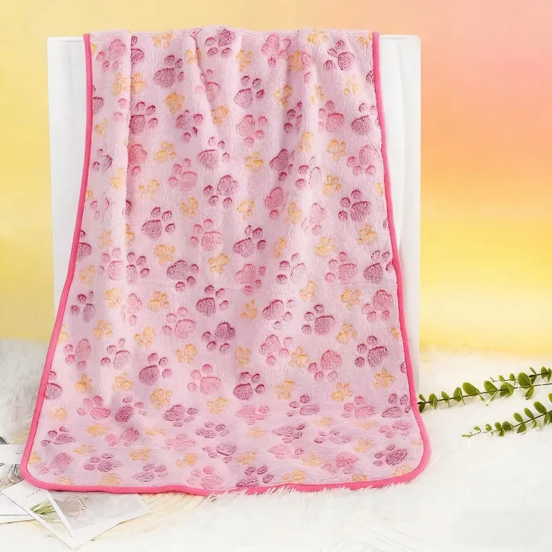Soft Fleece Pet Blanket — Warm Paw Print Blanket for Dogs & Cats — lifestyle photo