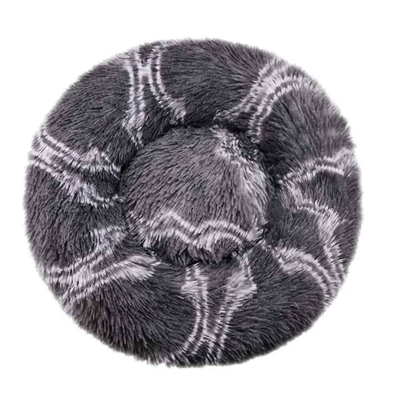 Plush Round Pet Bed – Warm Cozy Bed for Small & Medium Dogs and Cats — full product view