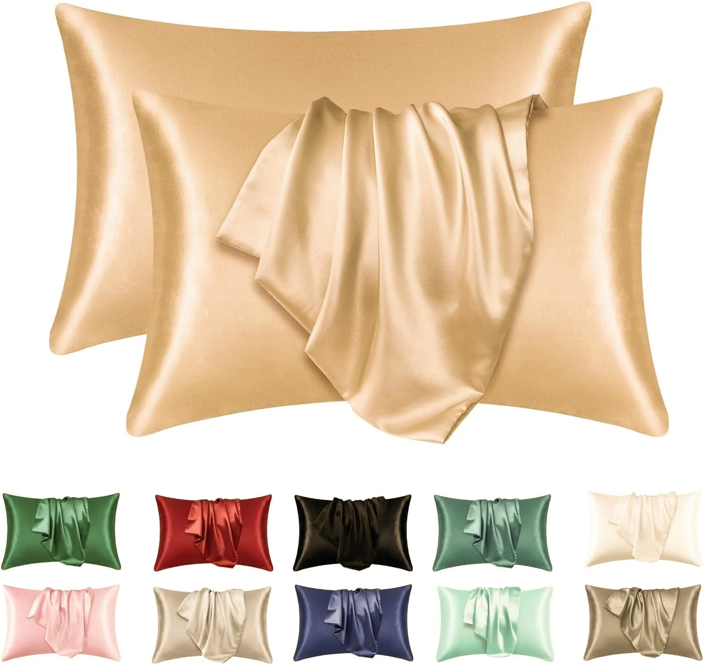Satin Silk Pillowcase Set of 2 — Standard Size — full product view