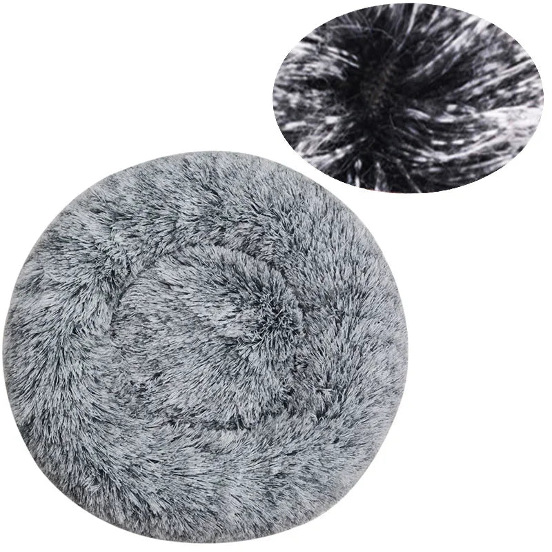Plush Round Pet Bed – Warm Cozy Bed for Small & Medium Dogs and Cats — full product view
