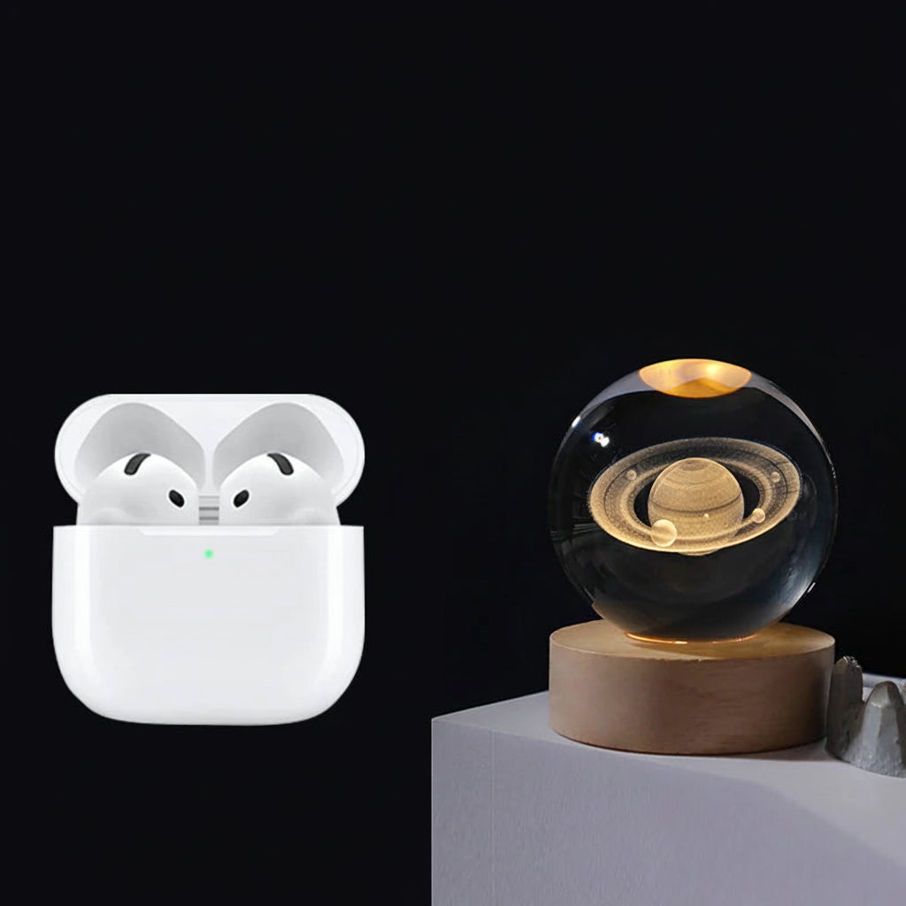3D Crystal Ball Night Light — Galaxy & Planet Design (5cm) shown in use
