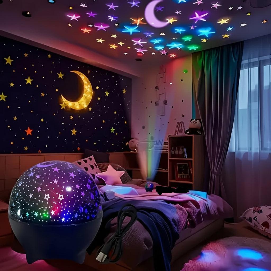 RGB Star & Moon Galaxy Projector Night Light — USB Powered — product photo