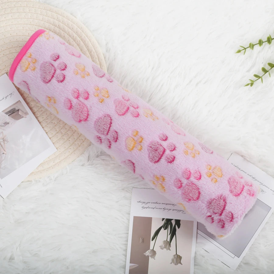 Soft Fleece Pet Blanket — Warm Paw Print Blanket for Dogs & Cats — lifestyle photo