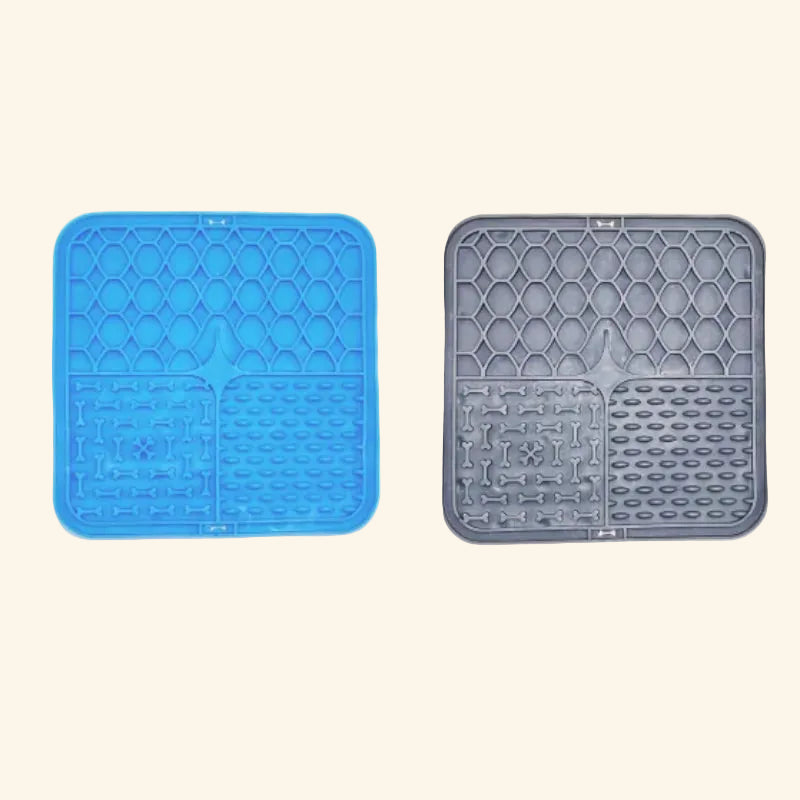 Slow Feeder Lick Mat for Dogs — Silicone Suction Bath Distraction Pad — detail close-up