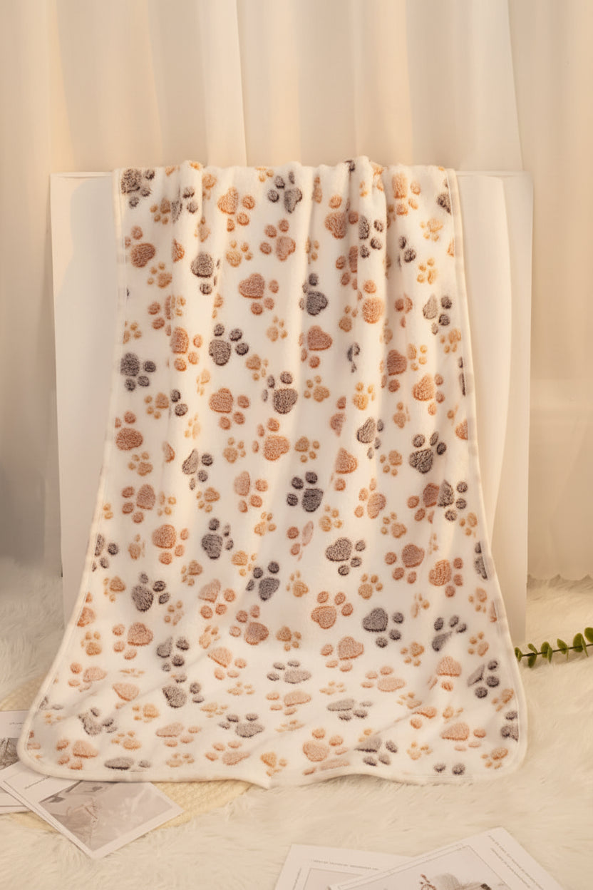 Soft Fleece Pet Blanket — Warm Paw Print Blanket for Dogs & Cats — product photo