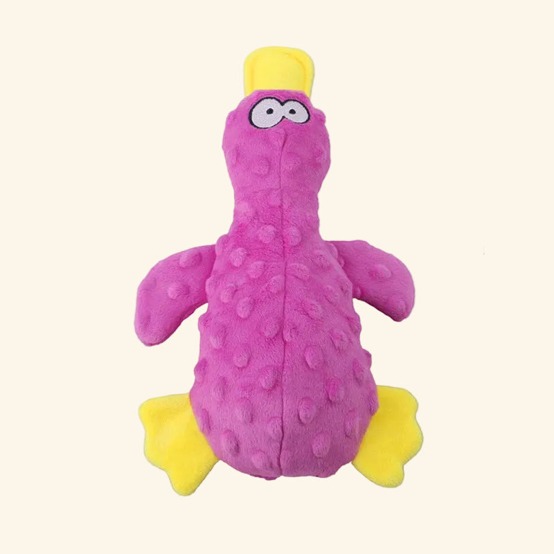 Squeaky Plush Duck Dog Toy — Soft Chew & Rope Toy for Dental Health — full product view