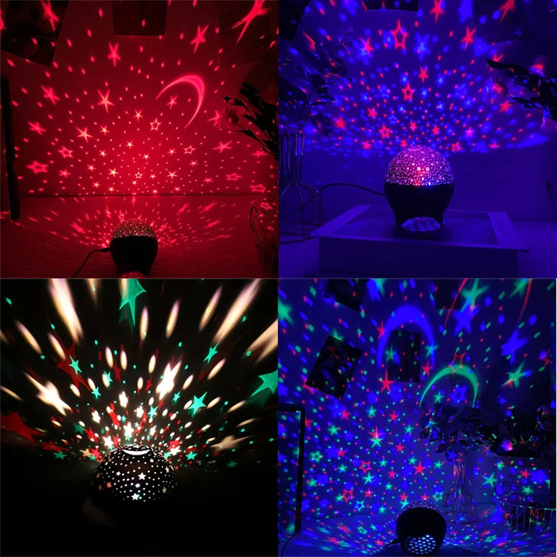 RGB Star & Moon Galaxy Projector Night Light — USB Powered — full product view