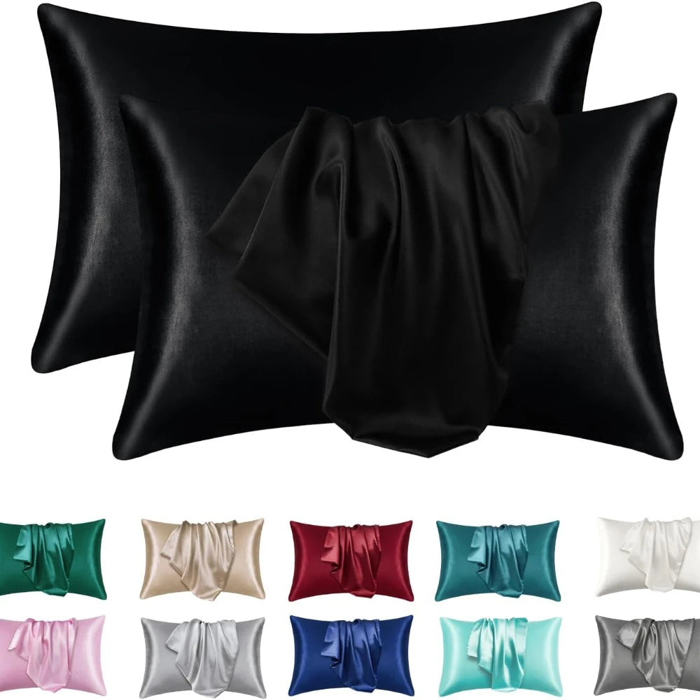 Satin Silk Pillowcase Set of 2 — Standard Size — detail close-up