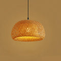 Bamboo Lantern Pendant Lamp — Natural Rattan Wicker Hanging Light with E27 Base — product photo