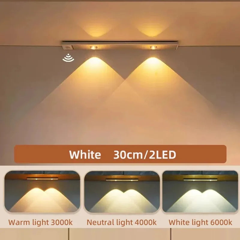 Ultra-Thin LED Under Cabinet Light with Motion Sensor — 3 Color Modes shown in use