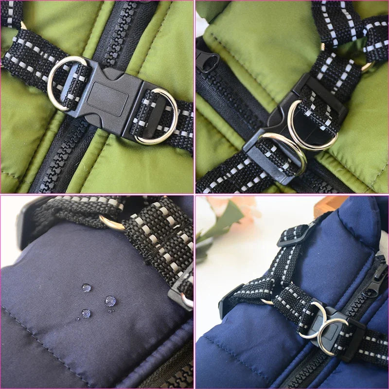 Waterproof Winter Dog Jacket with Harness — full product view