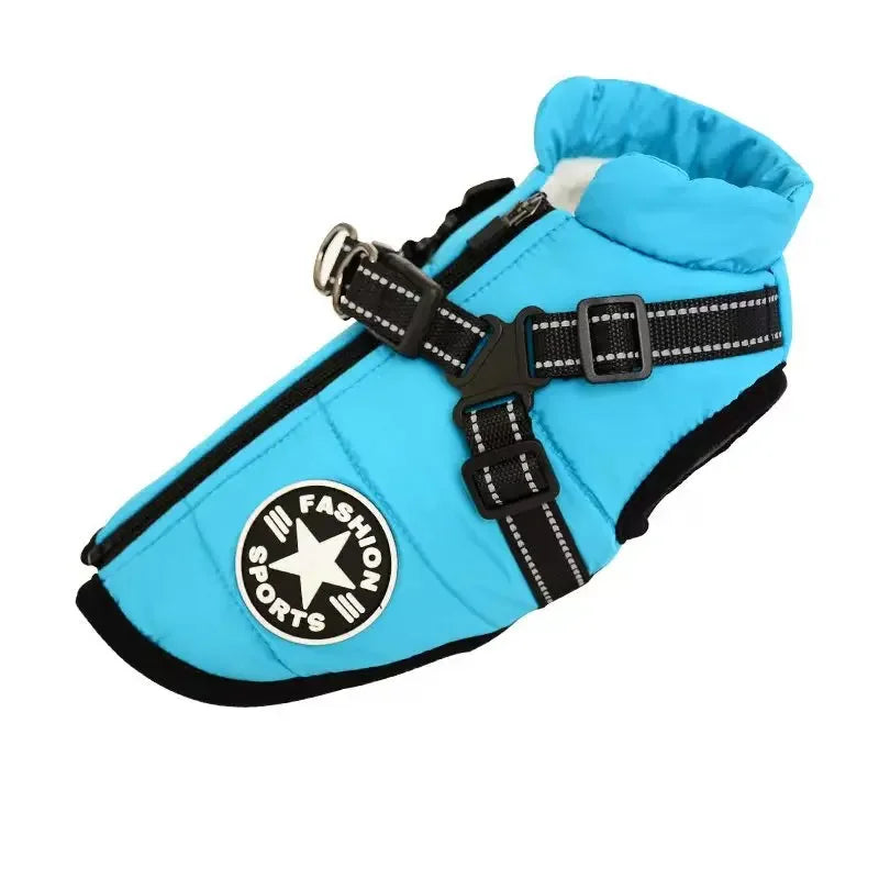 Waterproof Winter Dog Jacket with Harness — lifestyle photo