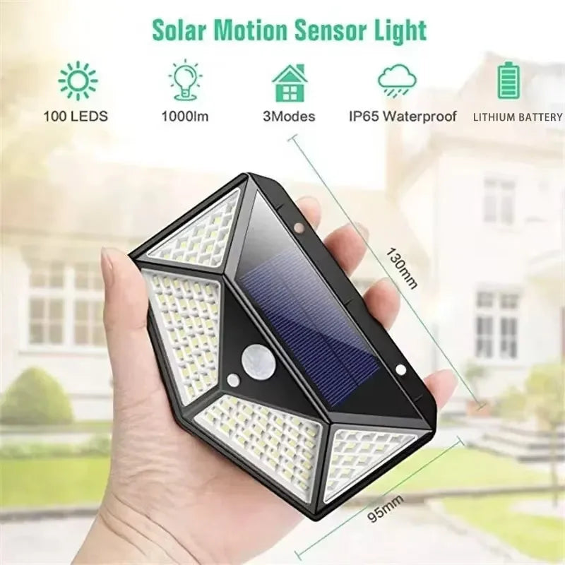 Solar-Powered Outdoor Spotlight with Motion Sensor — color and size options