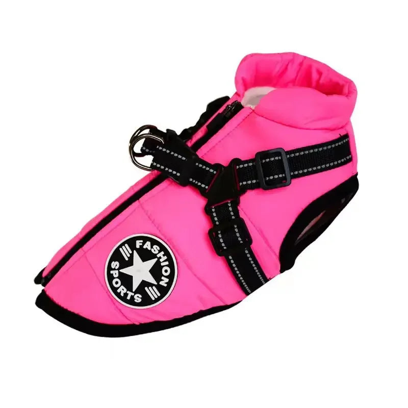 Waterproof Winter Dog Jacket with Harness — full product view