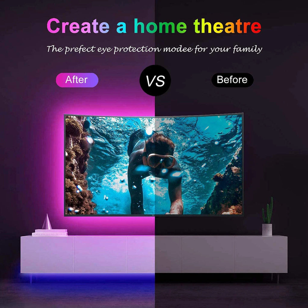 RGB LED Strip Lights with 44-Key Remote – Color Changing Accent Lighting for Kitchen, Bedroom & Home — detail close-up