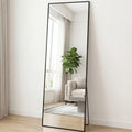 Arched Full Length Mirror with Stand — 68'x26' Aluminum Frame Floor Mirror for Bedroom & Bathroom — detail close-up