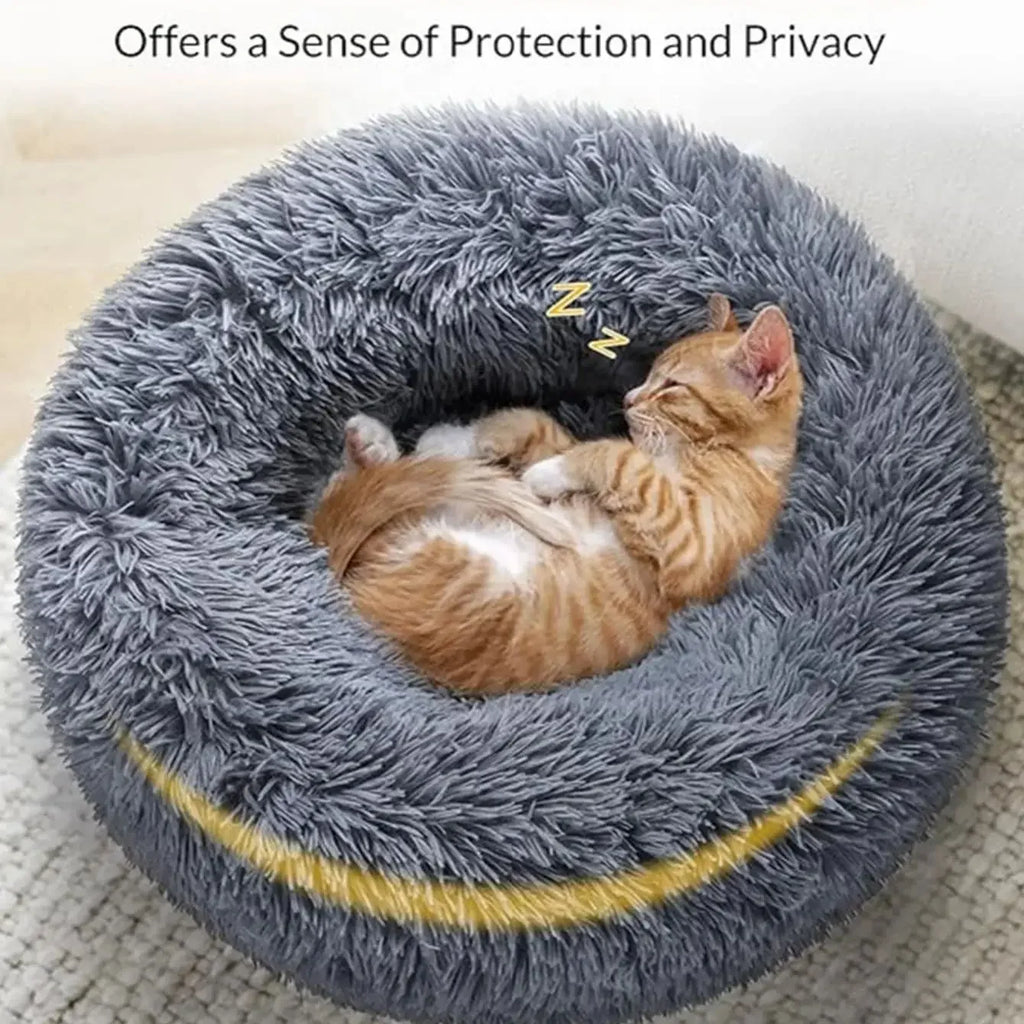 Plush Round Pet Bed – Warm Cozy Bed for Small & Medium Dogs and Cats — color and size options