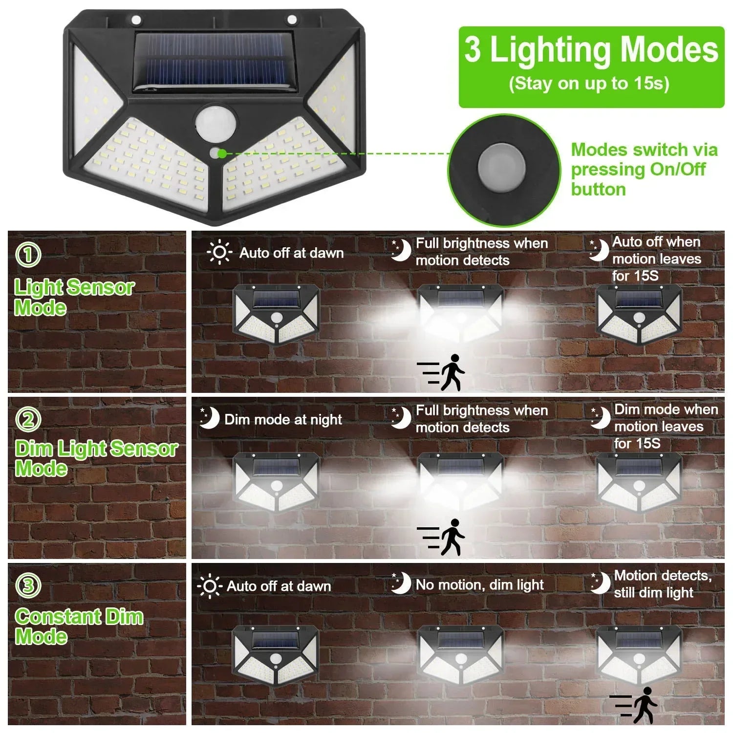 Solar-Powered Outdoor Spotlight with Motion Sensor — full product view